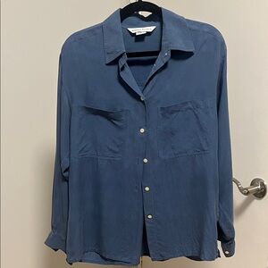 Women's Blue Button-Up Shirt